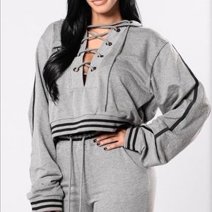 Fashion Nova. Charcoal Crop Top Jacket.